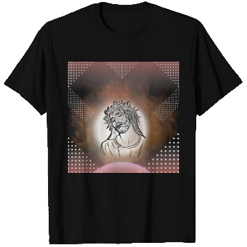 Discover Sacred Jesus with Crown of Thorns Illustration T Shirts