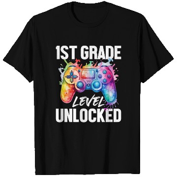 Discover 1ST Grade Level Unlocked Back to School Video Game T Shirts