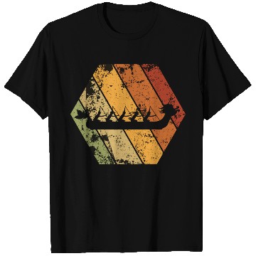 Discover Dragon Boat Racing Retro Vintage Hexagon Logo T Shirts