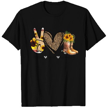 Discover Sunflower Peace Love Country Cowgirl Midwest Boot T Shirts