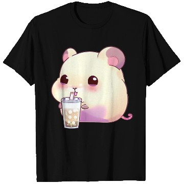Discover Kawaii hamster with bubble tea T Shirts
