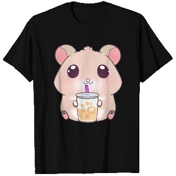 Discover Kawaii hamster with bubble tea T Shirts