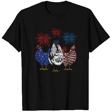 Discover Funny Chickens American Flag Patriotic Farmer 4th T Shirts