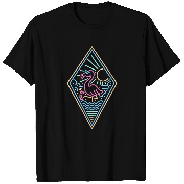 Discover Neon Flamingo Monoline T Shirts