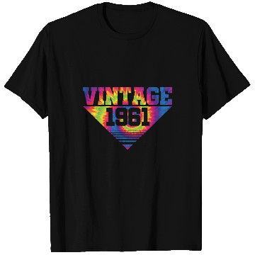 Discover Vintage 1961 Tie Dye Splash Color Triangle T Shirts