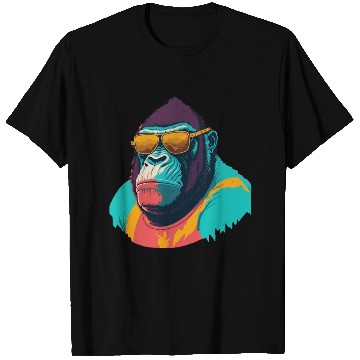 Discover Cool Gorilla with trendy sunglasses illustration T Shirts