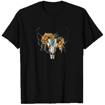 Discover Bull Skull And Sunflowers T Shirts