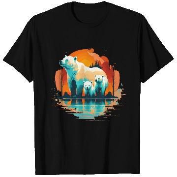 Discover Polar Bear with cubs, Snow Spectrum T Shirts