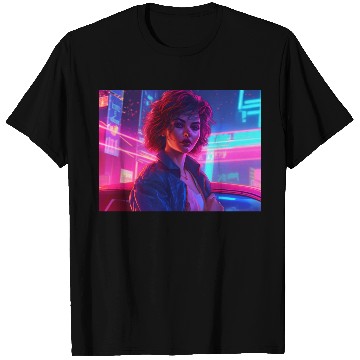 Discover Synthwave Girl - Nighttime Anime Car Delight T Shirts