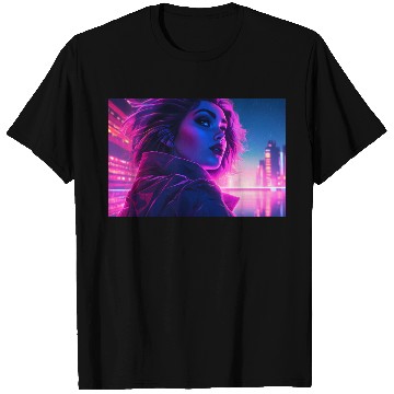 Discover Synthwave Girl - Futuristic Design neon colors T Shirts