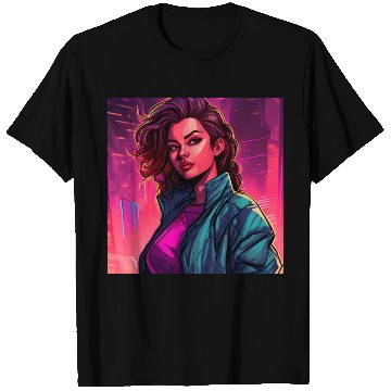 Discover Synthwave City Bloom - Neon Pink Cityscape T Shirts