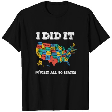 Discover Visited All 50 States Usa Map For Travel T Shirts