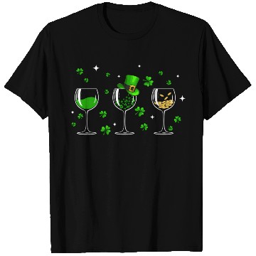 Discover Three Wine Glasses Clover Shamrock St Patrick Day T Shirts