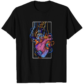 Discover Cyborg Robot Heart Vaporwave Futuristic Cyberpunk T Shirts