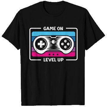 Discover Game on level up illustration in black T Shirts