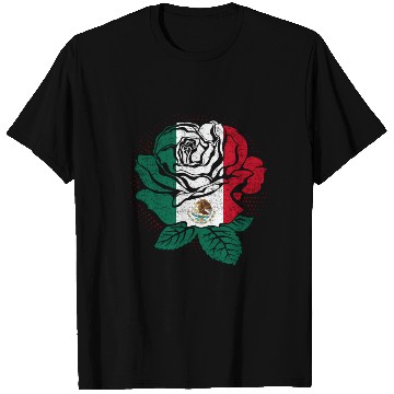 Discover Mexico Rose Flower Mexico Flag Mexican T Shirts