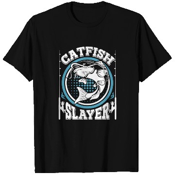 Discover Catfish Slayer Flathead Butcher Waller Fishing T Shirts