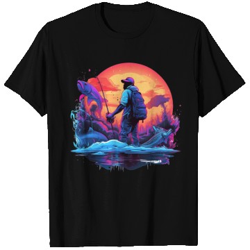 Discover Angler Sunset Neon Style T Shirts