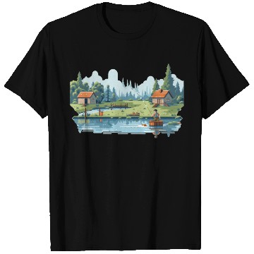 Discover Fisherman Nature 8-bit style T Shirts