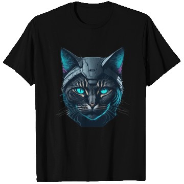 Discover Cyberpunk neon cat T Shirts