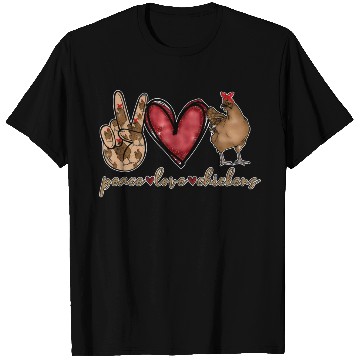 Discover Peace Love Chicken Gold Glitter For Chicken Farmer T Shirts