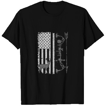 Discover American Deer Hunting Bow Hunter Flag Accessories T Shirts