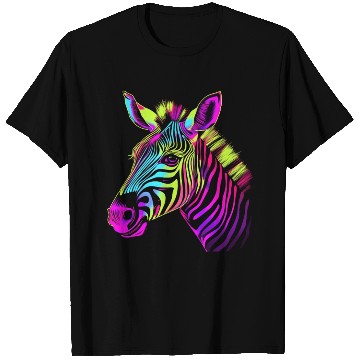 Discover Zebra Neon Colors Portrait T Shirts