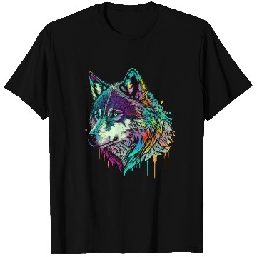 Discover Vibrant Psychedelic Wolf Illustration T Shirts