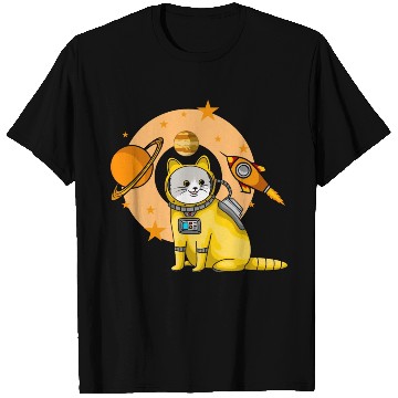 Discover Cat Cute Surprised Pet in Space planet Kitty T Shirts