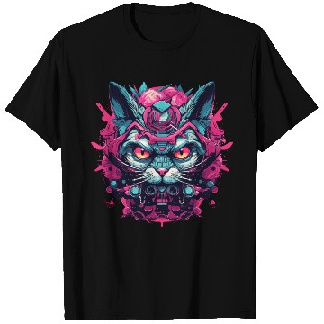 Discover A funny cat mascot design in cyberpunk style T Shirts