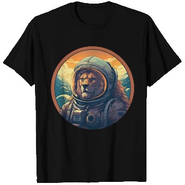 Discover Astronaut Lion at Sunset, Creative Space Design T Shirts