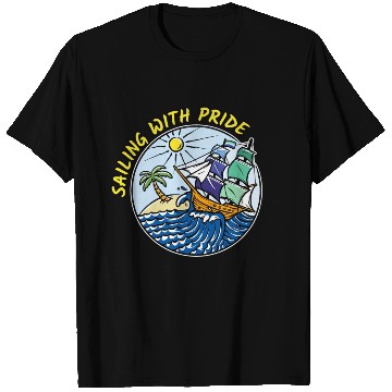 Discover LGBTQ Sailing Ship with Gay Flag, Family Vacation T Shirts