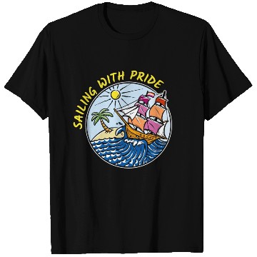 Discover LGBTQ Sailing Ship with Lesbian Flag, Vacation T Shirts