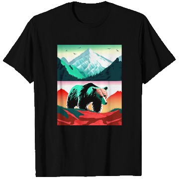 Discover Bear and Mountains Nature Art T Shirts