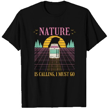 Discover Nature Is Calling I Must Go Retrowave Camping T Shirts