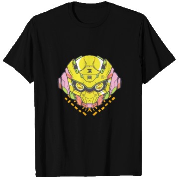 Discover Yellow Anime Robot Head T Shirts