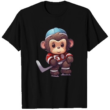 Discover Monkey Playing Ice Hockey, Athletic Animal Design T Shirts