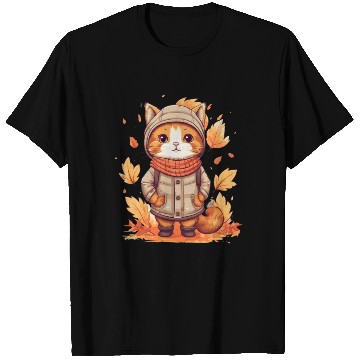 Discover Autumn Cat Nature Leaves Season T Shirts