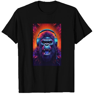 Discover Gorilla Headphones music art T Shirts