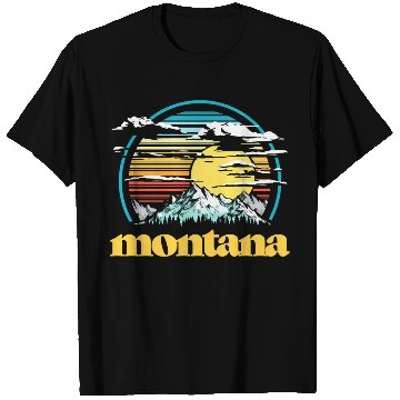 Discover Montana 80s Style Mountains Sun T Shirts