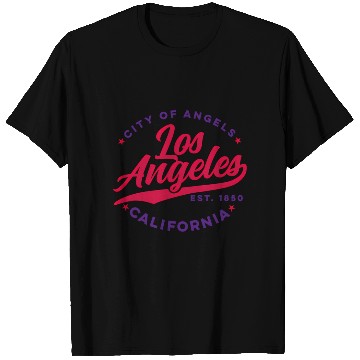 Discover Los Angeles City Of Angels California Red Text T Shirts