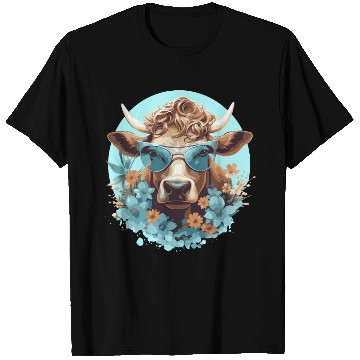 Discover a cow with sunglasses T Shirts