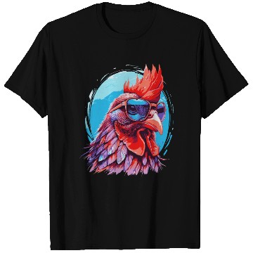Discover Funny chicken with sunglasses T Shirts