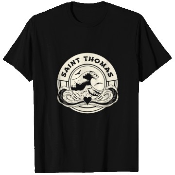 Discover St Thomas Caribbean Sea Japanese Style Waves T Shirts
