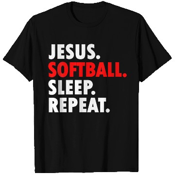 Discover Jesus Softball Sleep Repeat - Novelty Hobby T Shirts