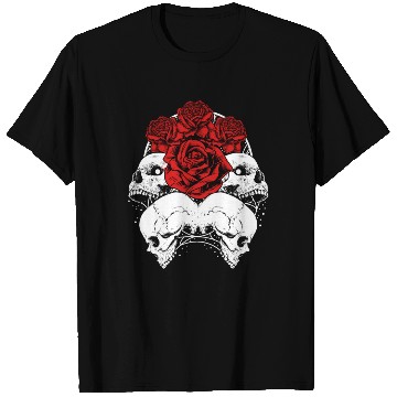 Discover Gothic T Shirts, Skull Red Roses Goth Vintage Grunge