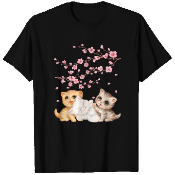 Discover Kitten Lover Japanese Cherry Blossom Cat Art T Shirts