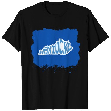 Discover Kentucky Typography Sticker in State Shape T Shirts