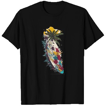 Discover Surfing Board Summer and Coconut Tree T Shirts