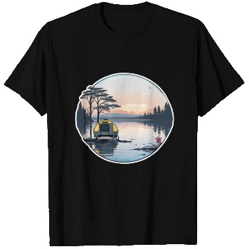 Discover A Camper Enjoying A Serene Lakeside T Shirts